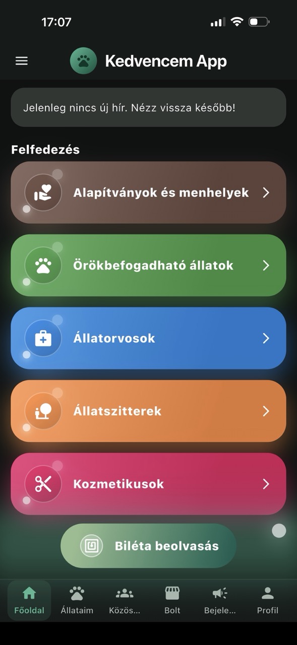 Szitter lista nézet